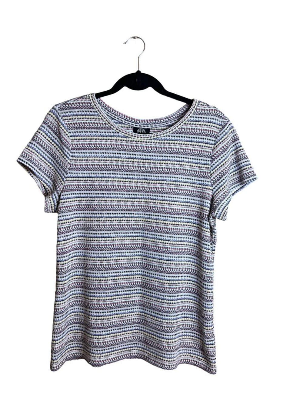 Bobeau‎ Metallic Knit Striped Tee Boho Modern Medium